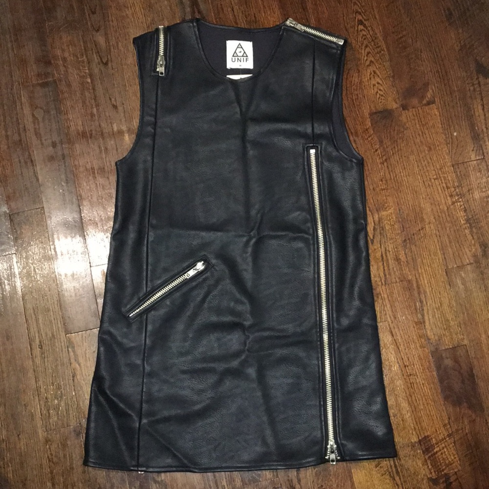 Vegan leather mini biker dress